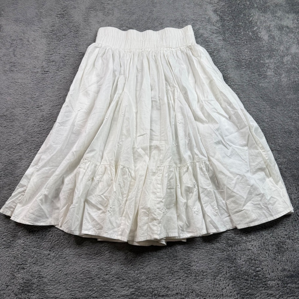 Merlette White Ruffle Midi Skirt